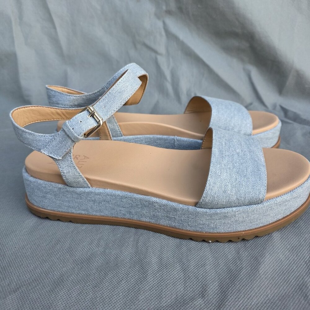 Naturalizer Women's Zane Light Blue Denim Fabric Platform Sandals Shoes Size 8.5